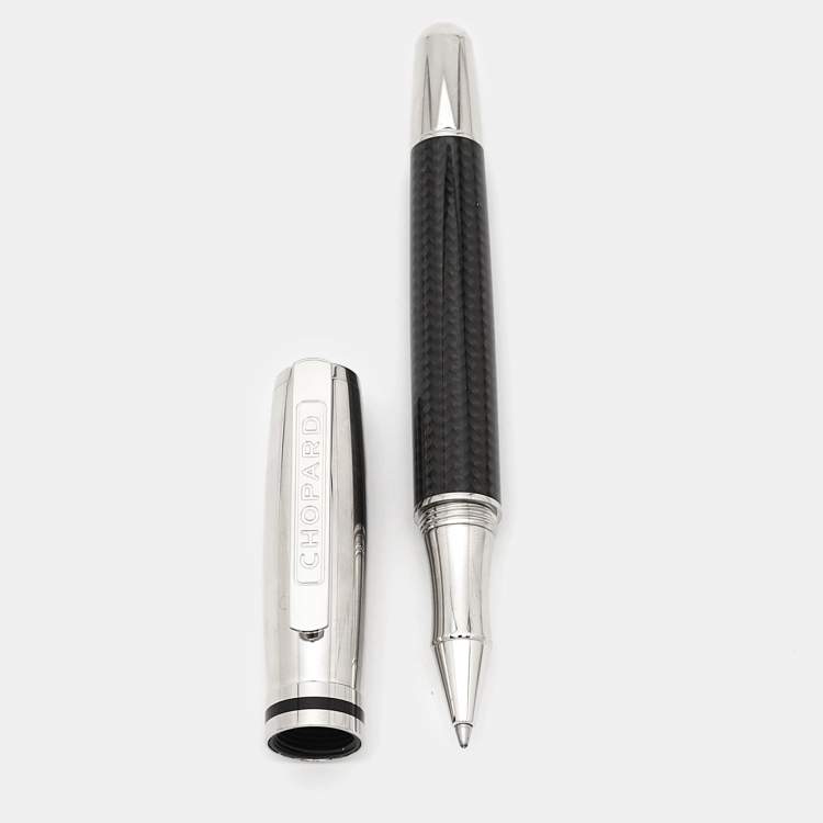 Pre Owned Chopard Brescia Carbon Fiber Silver Tone Ballpoint Pen