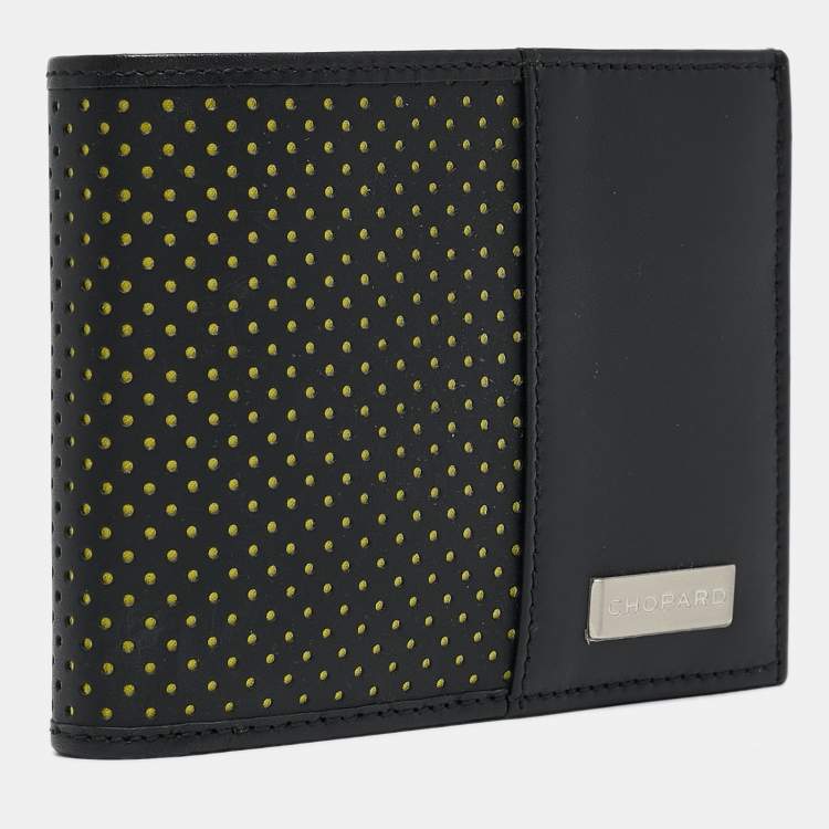 Pre Owned Chopard Black/Yellow Perforated Leather Bifold Wallet