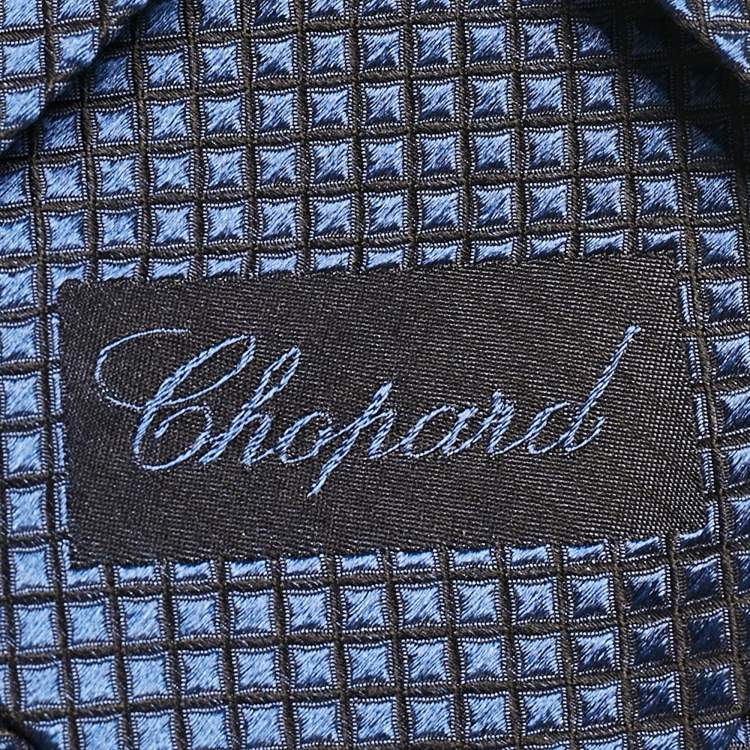 Pre Owned Chopard Dark Blue Patterned Silk Traditional Tie