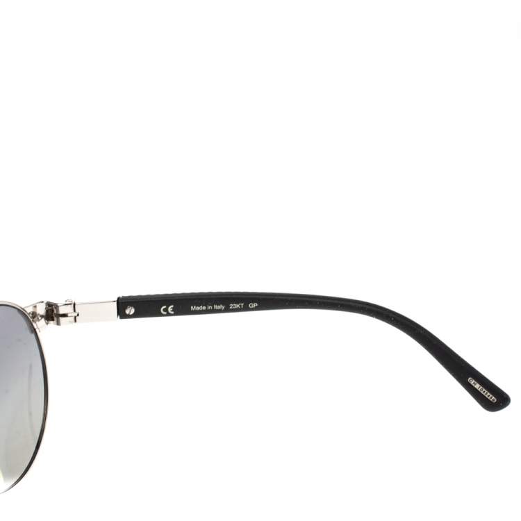 Pre Owned Chopard Black & Silver/ Grey Polarized SCH 931 Aviator Sunglasses