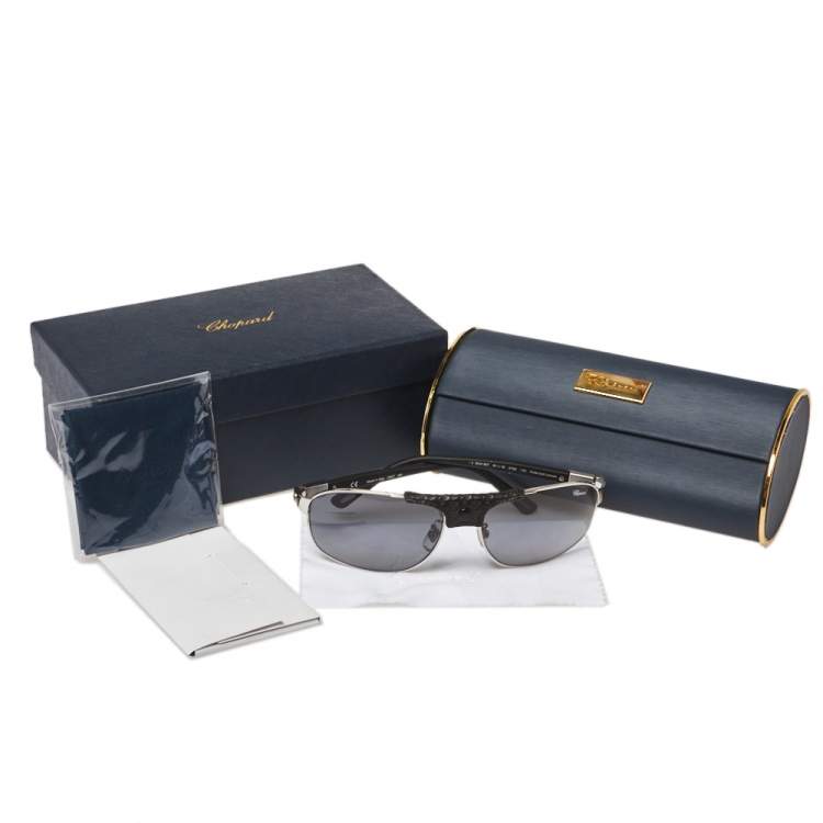 Pre Owned Chopard Black & Silver/Grey SCH907 Polarized Aviator Sunglasses