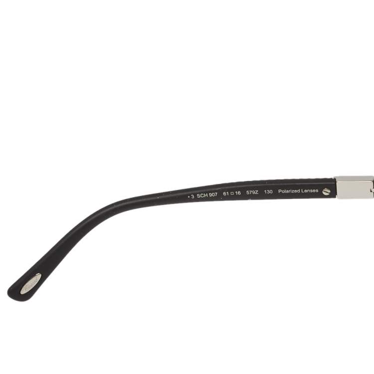 Pre Owned Chopard Black & Silver/Grey SCH907 Polarized Aviator Sunglasses