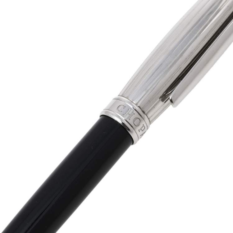 Pre Owned Chopard Allegro Black Resin Palladium Plated Ballpoint Pen