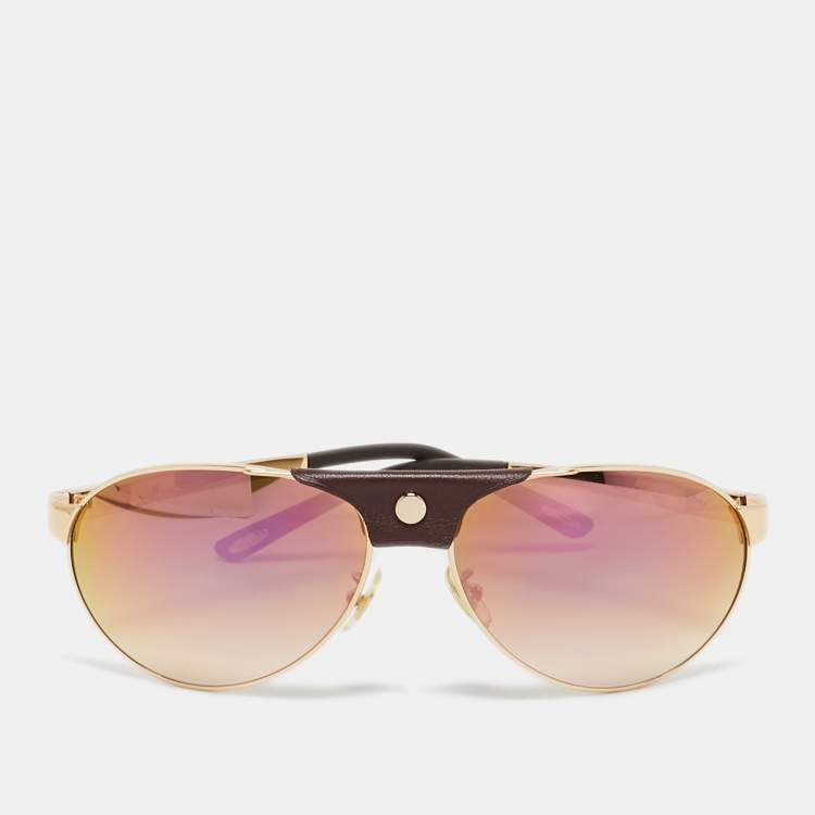 Pre Owned Chopard Brown/Rose Gold SCH983 Limited Edition 885/999 Aviator Sunglasses