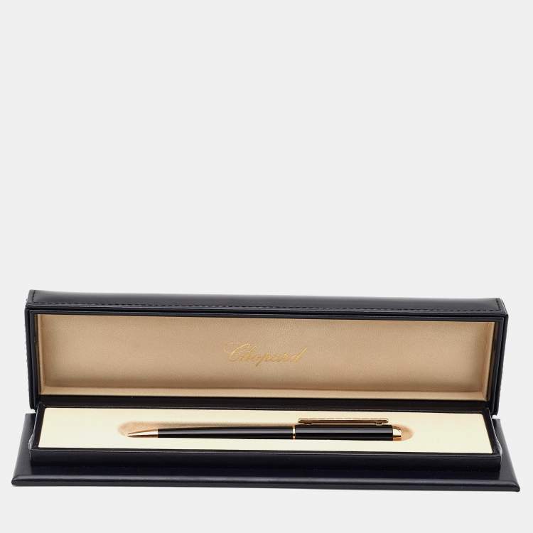 Pre Owned Chopard Ice Cube Black Resin Rose Gold Plated Ballpoint Pen
