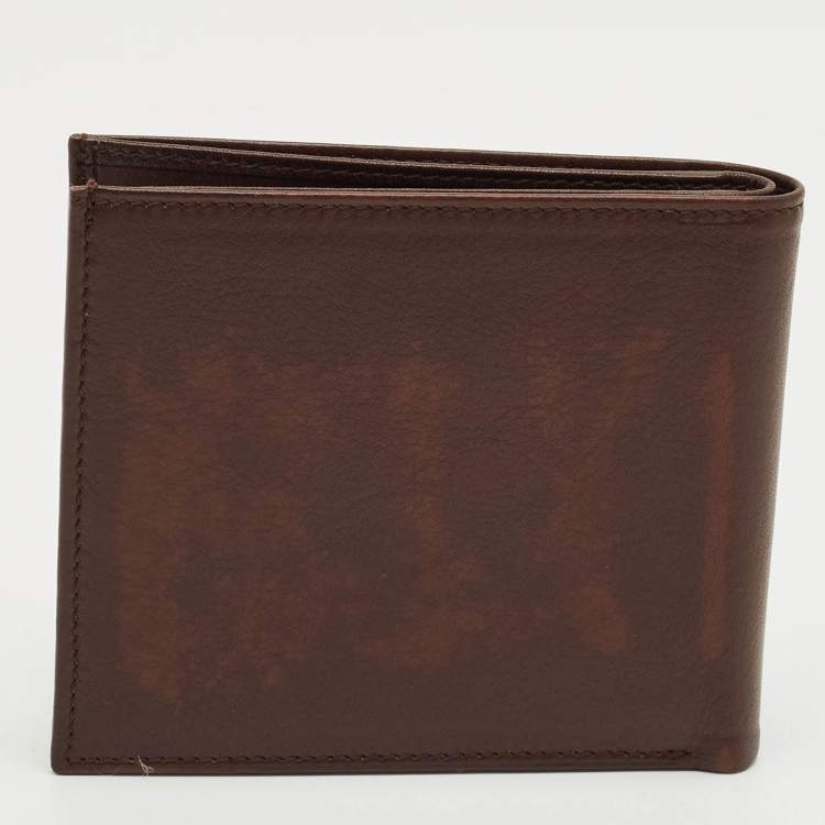 مملوكة مسبقًا محفظة شوپارد بطيّتين جلد بني مع طقم قلم حبر جاف