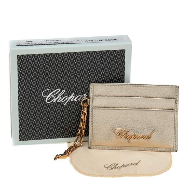 Pre Owned Chopard Gold Leather Happy Card Holder with Chain