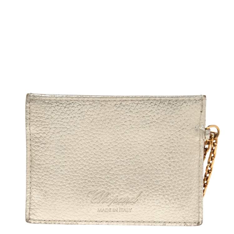 Pre Owned Chopard Gold Leather Happy Card Holder with Chain