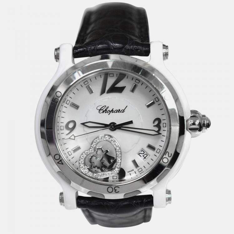 Pre Owned Chopard Happy Sport Valentines 8507 Quartz White Stainless Steel Men's Wristwatch 38mm