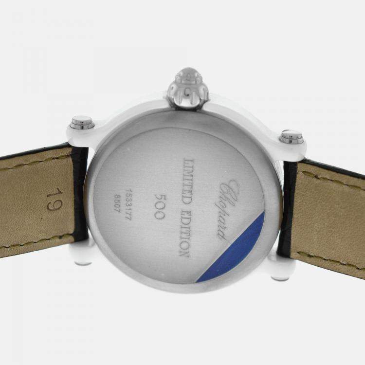 Pre Owned Chopard Happy Sport Valentines 8507 Quartz White Stainless Steel Men's Wristwatch 38mm