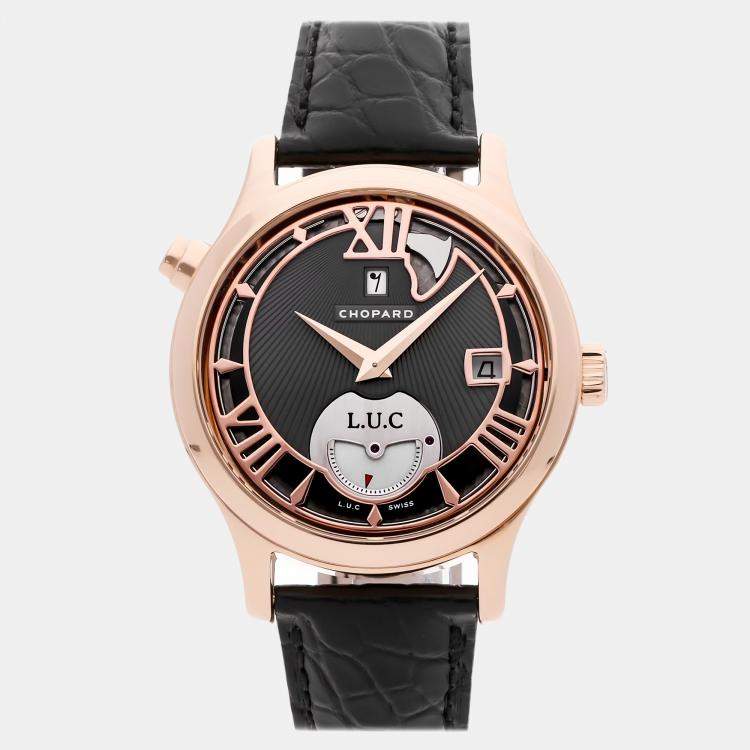 Pre Owned Chopard L.U.C. 161912-5002 Automatic Black 18k Rose Gold Men’s Wristwatch 41 mm