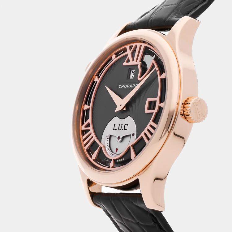 Pre Owned Chopard L.U.C. 161912-5002 Automatic Black 18k Rose Gold Men’s Wristwatch 41 mm