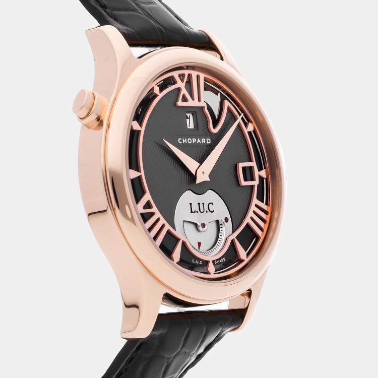 Pre Owned Chopard L.U.C. 161912-5002 Automatic Black 18k Rose Gold Men’s Wristwatch 41 mm