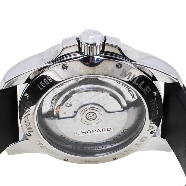 Pre Owned Chopard Black Stainless Steel Rubber MIlle Miglia GT XL 16-8514-3001 Men's Wristwatch 44 mm