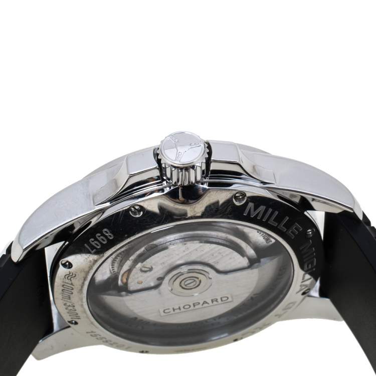 Pre Owned Chopard Black Stainless Steel Rubber MIlle Miglia GT XL 16-8514-3001 Men's Wristwatch 44 mm