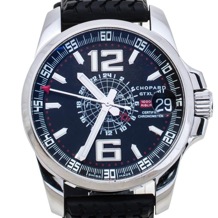 Pre Owned Chopard Black Stainless Steel Rubber MIlle Miglia GT XL 16-8514-3001 Men's Wristwatch 44 mm