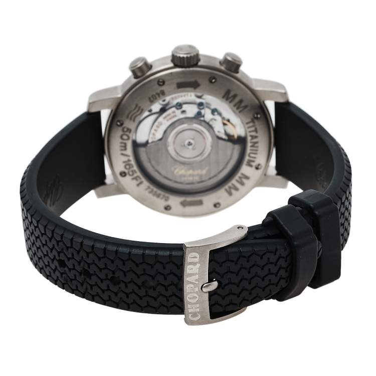 Pre Owned Chopard Black Titanium Happy Mille Miglia Chronograph 8407 Men's Wristwatch 40.5 MM