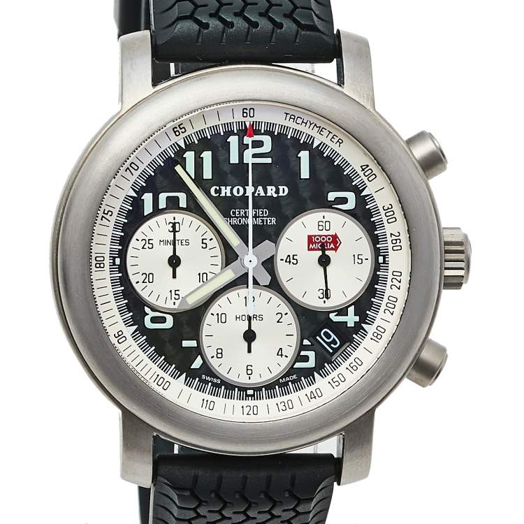 Pre Owned Chopard Black Titanium Happy Mille Miglia Chronograph 8407 Men's Wristwatch 40.5 MM