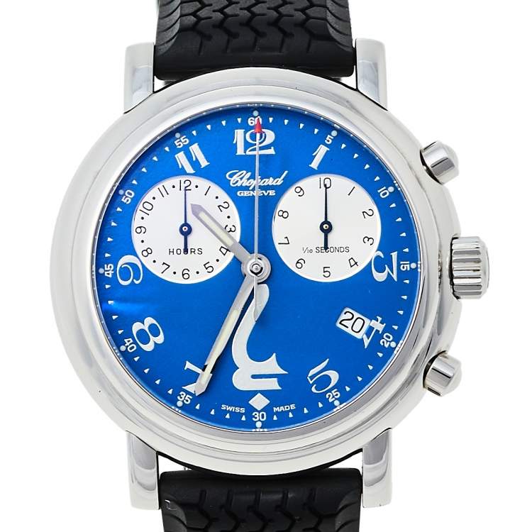 Pre Owned Chopard Blue Stainless Steel Rubber Godolphin Mille Miglia 8271 Men's Wristwatch 39 mm