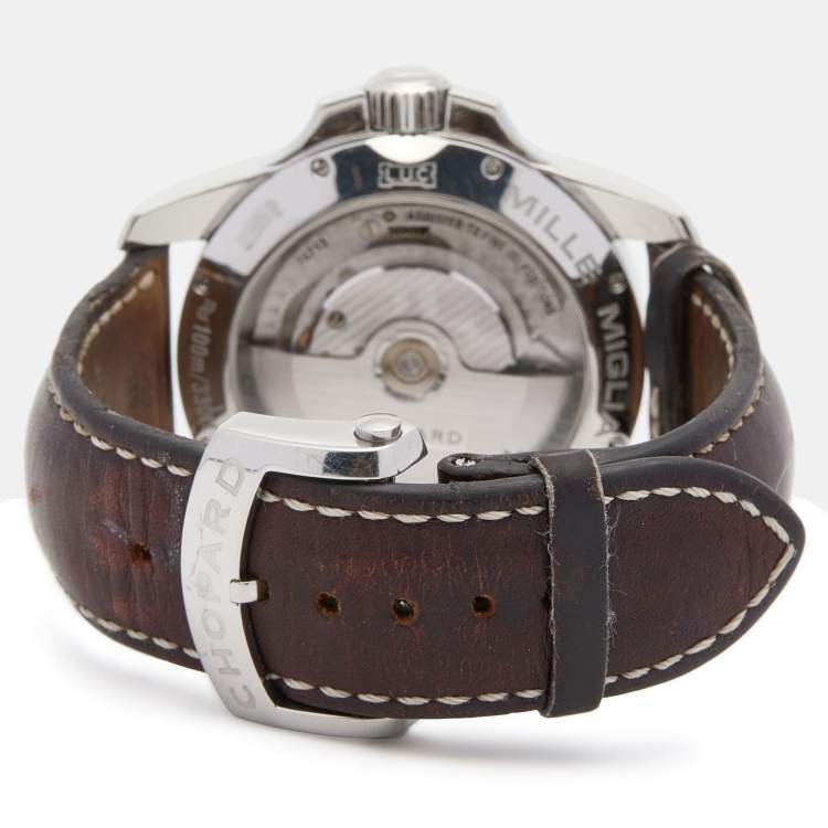Pre Owned Chopard Black Stainless Steel Leather Mille Miglia GT XL 8997 Men's Wristwatch 44 mm