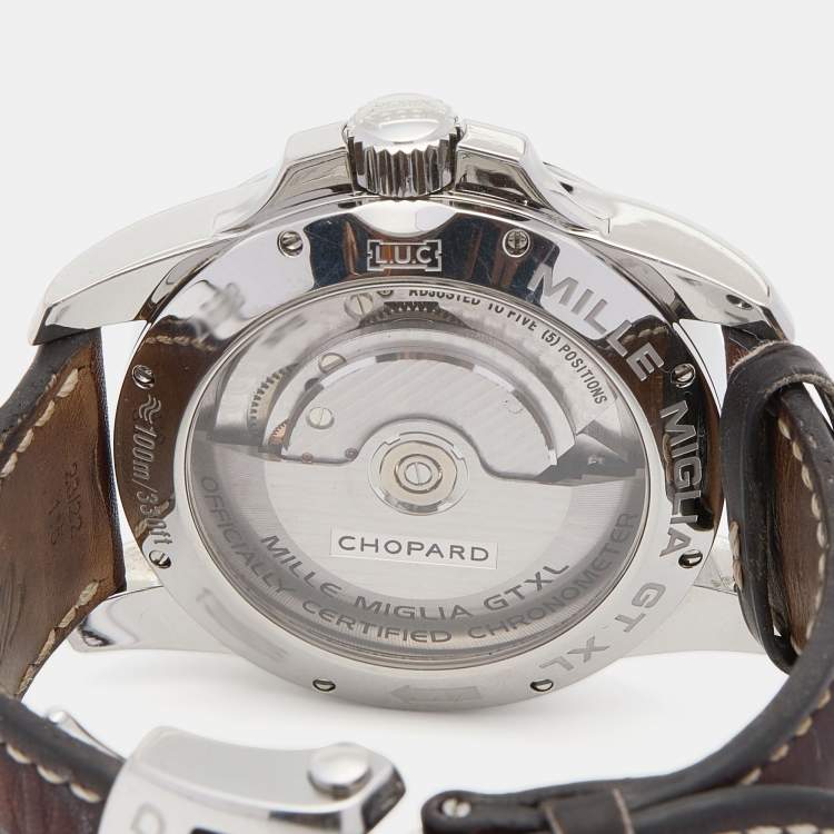 Pre Owned Chopard Black Stainless Steel Leather Mille Miglia GT XL 8997 Men's Wristwatch 44 mm