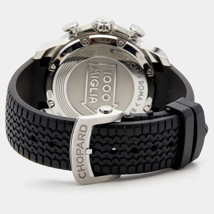 Pre Owned Chopard Black Stainless Steel Rubber Mille Miglia GTS Chronograph 8571 Men's Wristwatch 44 mm