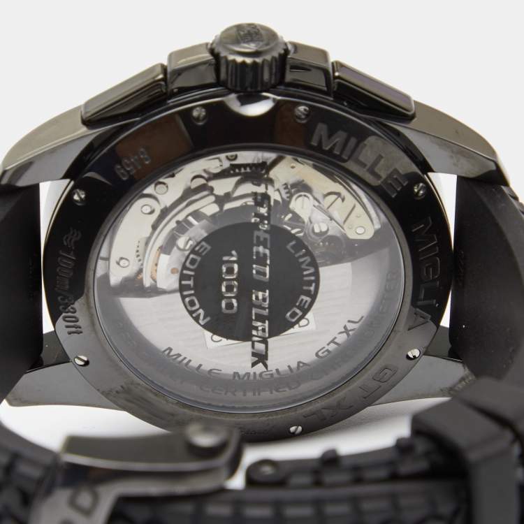 Pre Owned Chopard Black DL Coated Stainless Steel Rubber Mille Miglia GT XL 168459-3022 Men's Wristwatch 44 mm