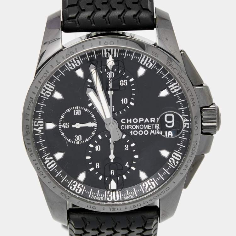 Pre Owned Chopard Black DL Coated Stainless Steel Rubber Mille Miglia GT XL 168459-3022 Men's Wristwatch 44 mm