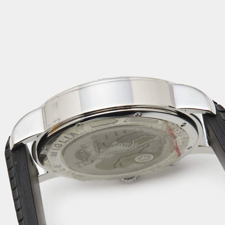 Pre Owned Chopard Silver Stainless Steel Rubber MIlle Miglia 8920 Men's Wristwatch 40 mm