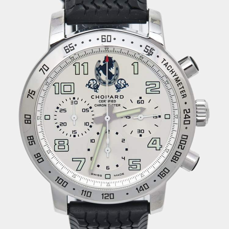 Pre Owned Chopard Silver Stainless Steel Rubber MIlle Miglia 8920 Men's Wristwatch 40 mm