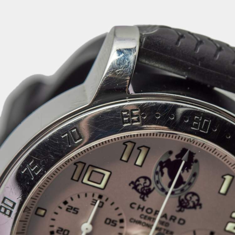Pre Owned Chopard Silver Stainless Steel Rubber MIlle Miglia 8920 Men's Wristwatch 40 mm