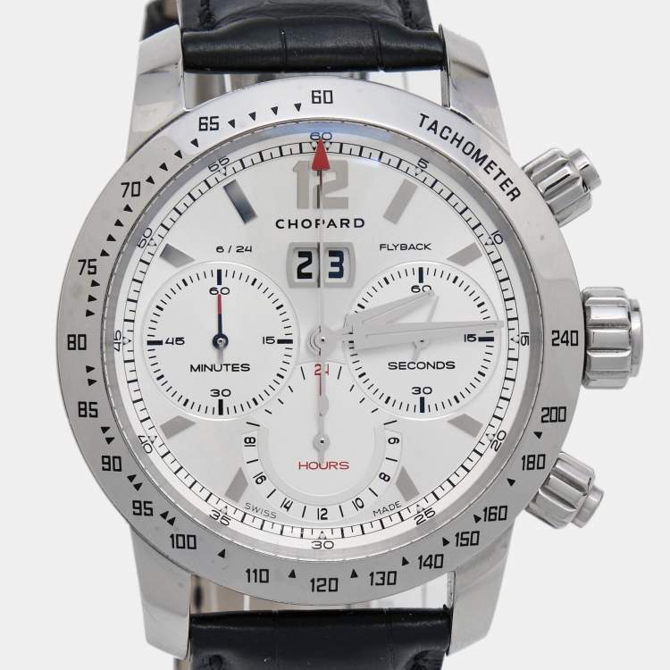 Pre Owned Chopard Silver Stainless Steel Alligator Mille Miglia Jacky Ickx Limited Edition 168998-3002 Men's Wristwatch 42 mm