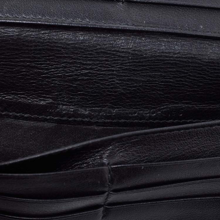 Pre Owned Dior Black Leather Long Wallet