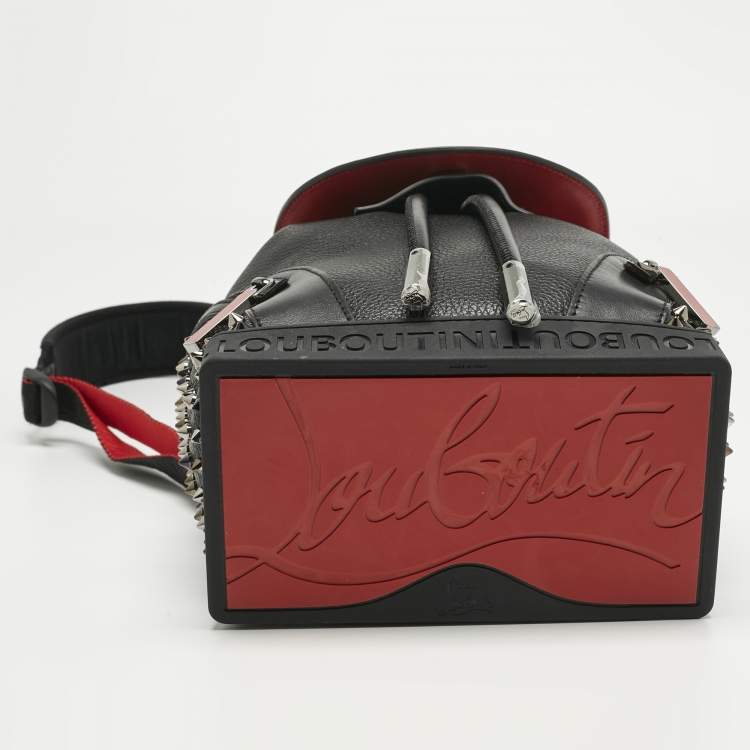 Pre Owned Christian Louboutin Black Leather Small Spike Explorafunk Backpack