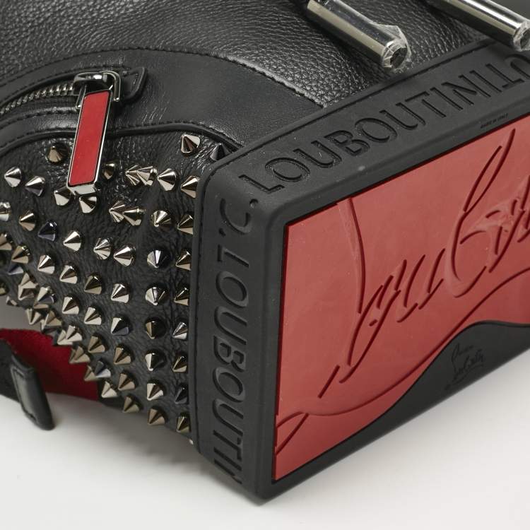 Pre Owned Christian Louboutin Black Leather Small Spike Explorafunk Backpack