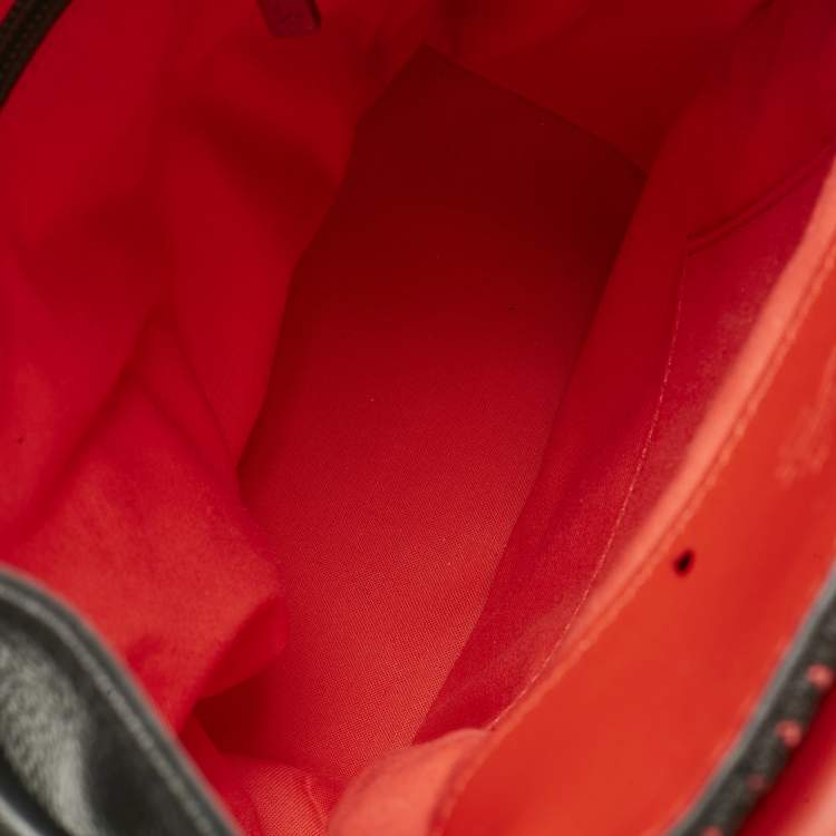 Pre Owned Christian Louboutin Black Leather Small Spike Explorafunk Backpack