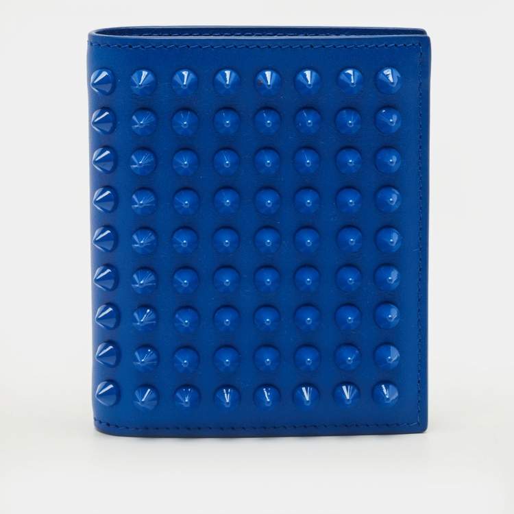 Pre Owned محفظة مطوية كريستيان لوبوتان باروس سبايكس جلد أزرق