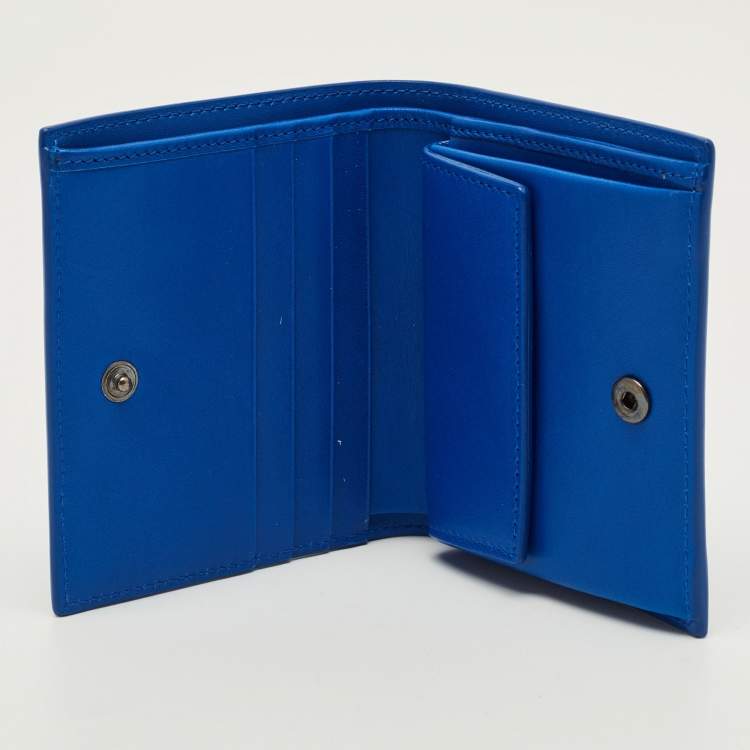 Pre Owned محفظة مطوية كريستيان لوبوتان باروس سبايكس جلد أزرق