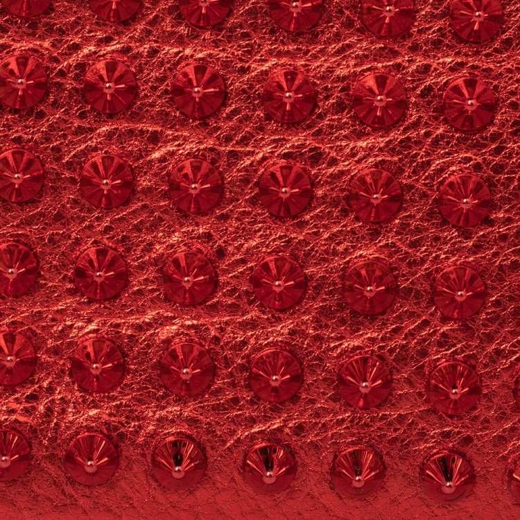 Pre Owned Christian Louboutin Red Spike Leather Paros Wallet
