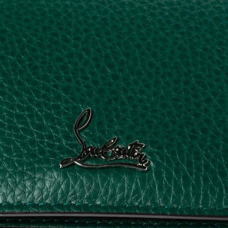 Pre Owned Christian Louboutin Green Leather Loubeka Business Card Case