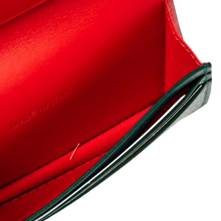 Pre Owned Christian Louboutin Green Leather Loubeka Business Card Case