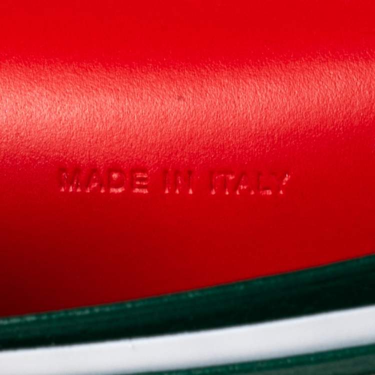 Pre Owned Christian Louboutin Green Leather Loubeka Business Card Case