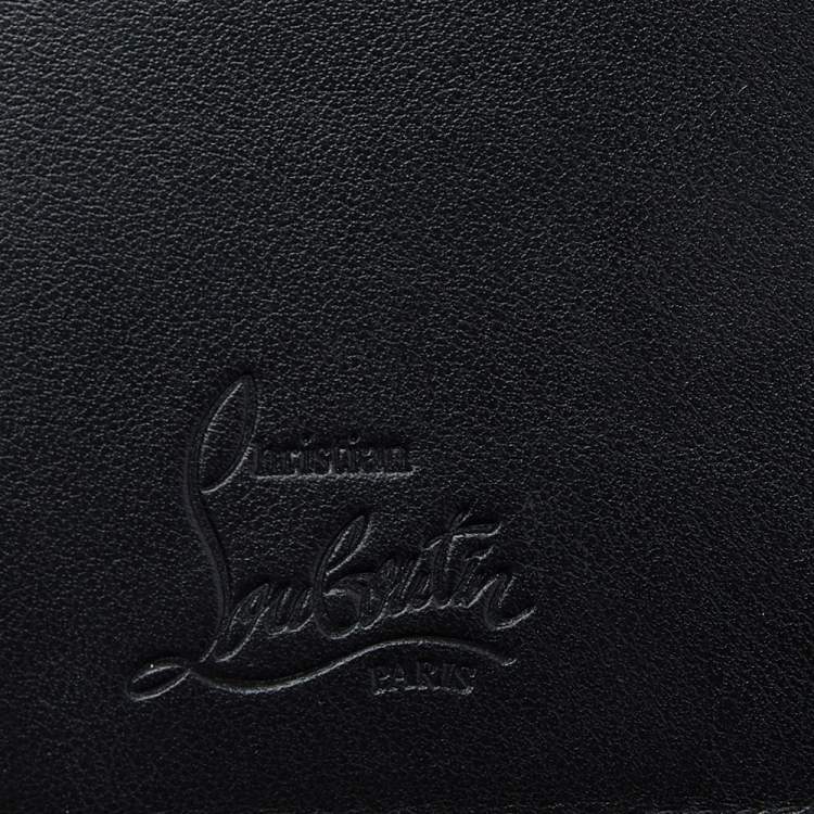 Pre Owned Christian Louboutin Black Leather Kios Spiked Card Holder