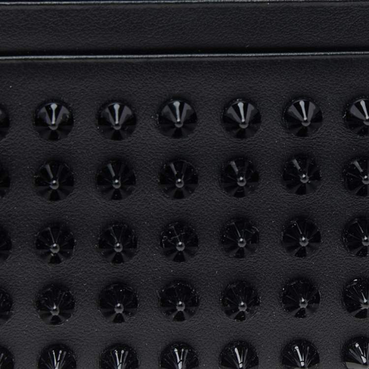 Pre Owned Christian Louboutin Black Leather Kios Spiked Card Holder
