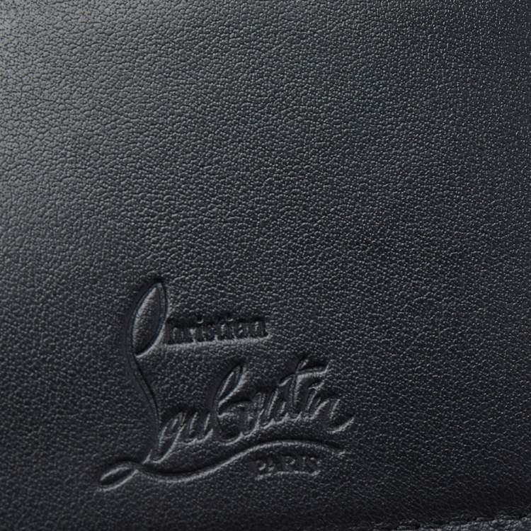 Pre Owned Christian Louboutin Black Leather Kios Spiked Card Holder