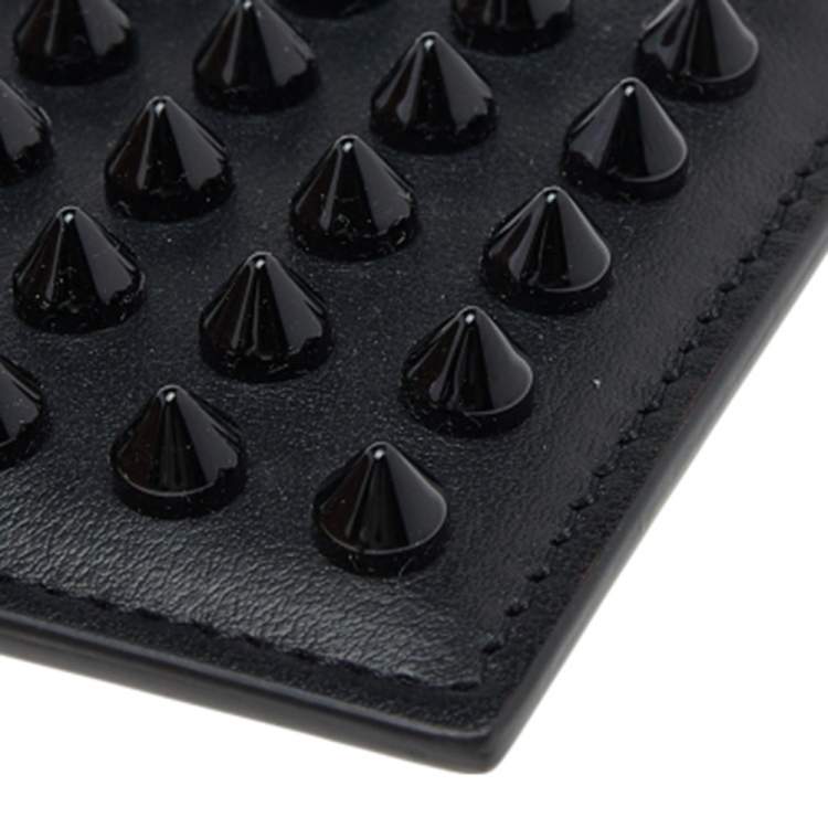 Pre Owned Christian Louboutin Black Leather Kios Spiked Card Holder