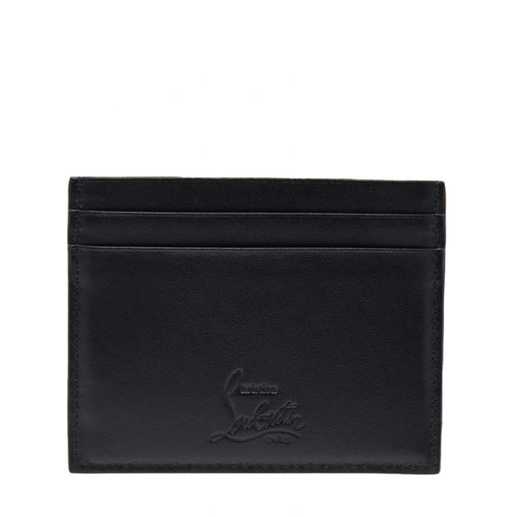 Pre Owned Christian Louboutin Black Leather Kios Spiked Card Holder