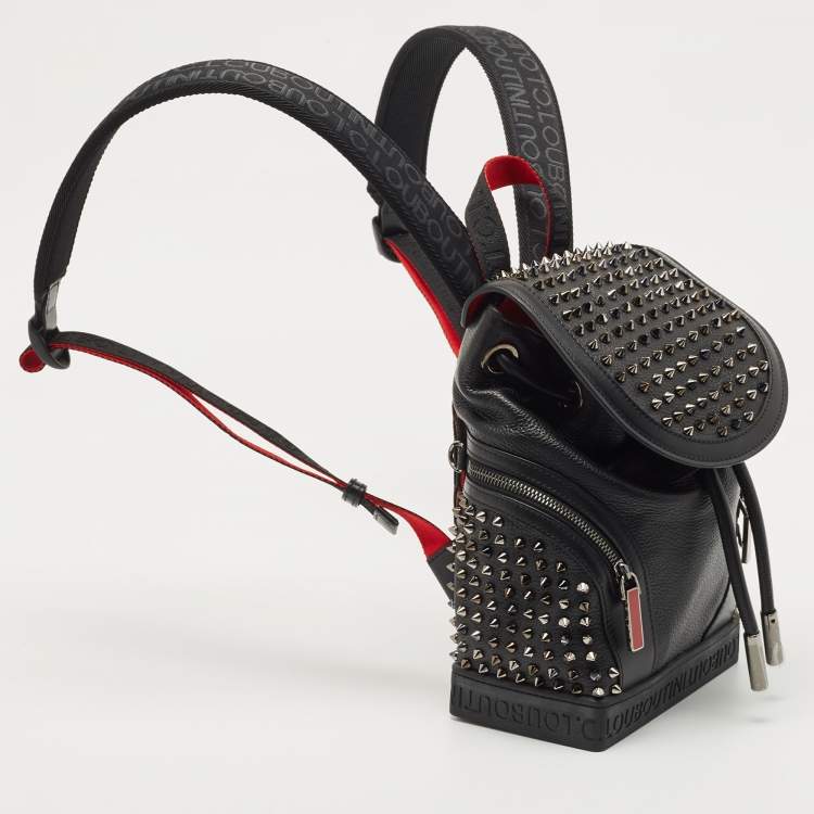 Pre Owned Christian Louboutin Black/Red Leather and Rubber Small Explorafunk Backpack