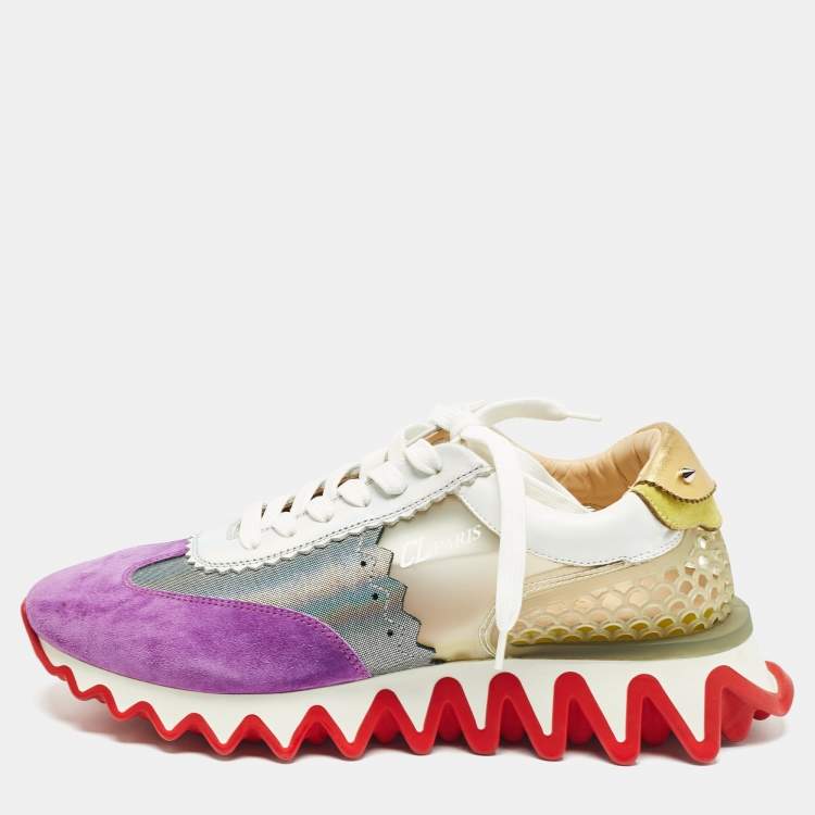 Pre Owned Christian Louboutin Multicolor Leather and PVC Loubishark Sneakers Size 40