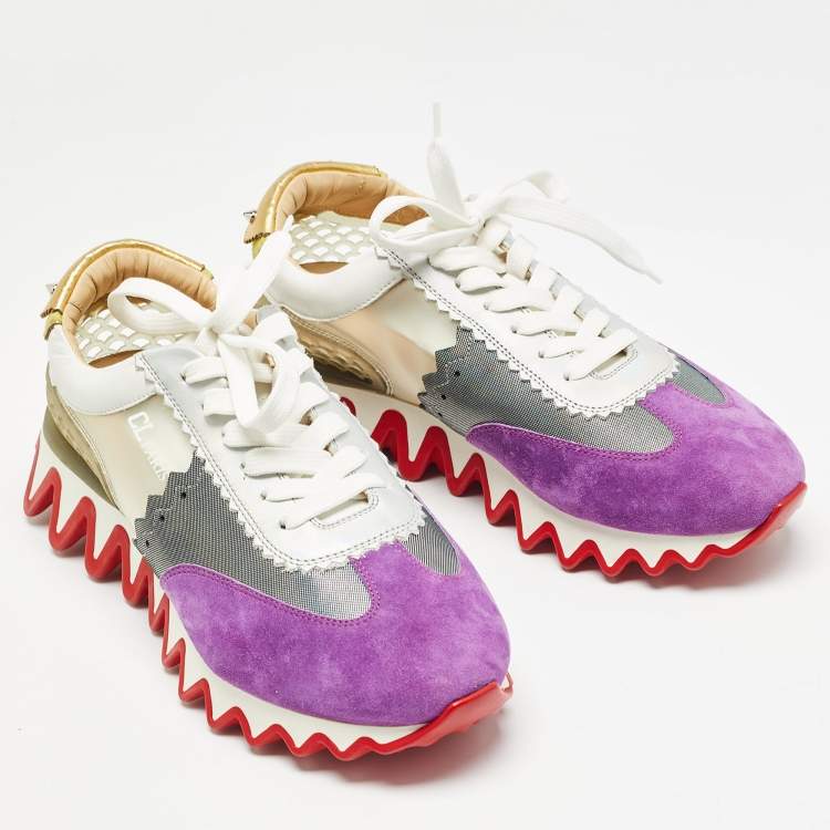 Pre Owned Christian Louboutin Multicolor Leather and PVC Loubishark Sneakers Size 40